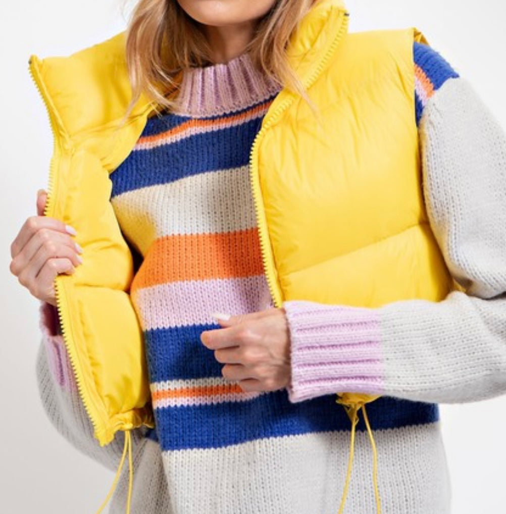 Yellow puffer vest